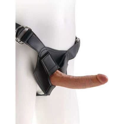 King Cock Strap On Harness with 7 inches Tan Realistic Dildo - Model KC-SOH-7-TAN - Unisex Strap-On Toy for Intimate Pleasure