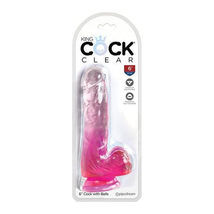 Pipedream Products King Cock Clear 6in Dildo with Balls - Pink: The Ultimate Translucent Pleasure Experience - Adult Naughty Store