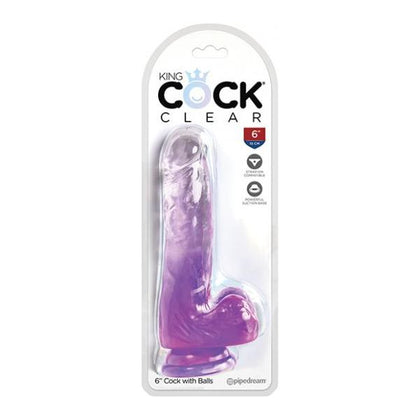 Pipedream Products King Cock Clear 6in Dildo with Balls - Purple - Unisex Pleasure Toy - Model 2023