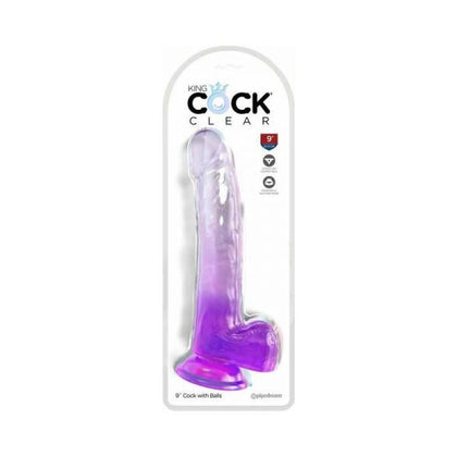 King Cock Clear 9in Dildo with Balls - Model 2023 - Unisex Pleasure - Purple