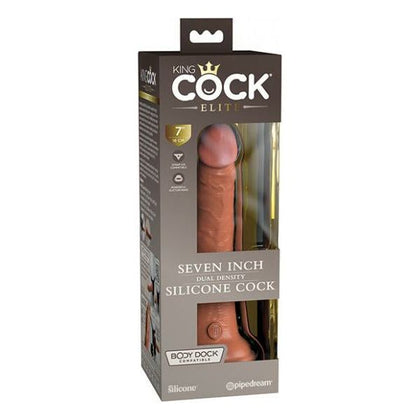 King Cock Elite 7-Inch Dual Density Tan Silicone Dildo for Realistic Pleasure - Model KCEDD-7T - Unisex Anal and Vaginal Stimulation - Skin-Toned
