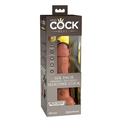 King Cock Elite 6-Inch Vibrating Dual Density Dildo - Model KCED-6VT - Unisex G-Spot and Prostate Pleasure - Tan