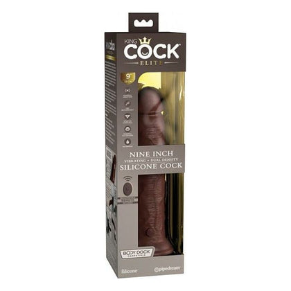 Pipedream Products King Cock Elite 9 In Vibrating Dual Density Brown Realistic Silicone Dildo for Enhanced Pleasure