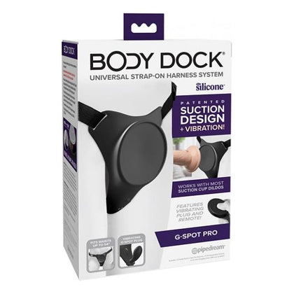 Pipedream Products Body Dock G-Spot Pro Universal Strap On Harness - Model BD-5001 - Vibrating Silicone Body Plate - Dual Motor Stimulation - For Women - G-Spot Pleasure - Midnight Black - Adult Naughty Store