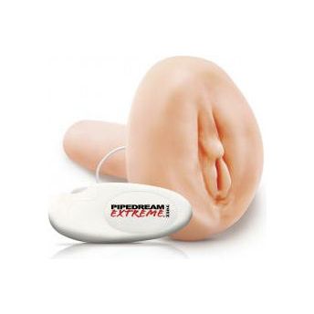 Introducing the SensaPleasure Freshman F-ckhole Beige Vibrating Masturbator - Model F-2021B for Men's Ultimate Pleasure - Adult Naughty Store