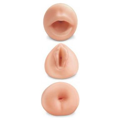 Pipedream Extreme Toyz All 3 Holes Beige Strokers for Men - The Ultimate Pleasure Trio - Adult Naughty Store