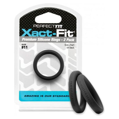 Perfect Fit Xact-Fit #11 2 Pack Black Cock Rings - Premium Silicone Rings for Enhanced Pleasure and Performance - Adult Naughty Store