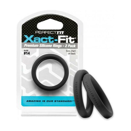 Perfect Fit Xact-Fit #14 2 Pack Black Cock Rings - Premium Silicone, Ultimate Fit for Enhanced Pleasure - Adult Naughty Store