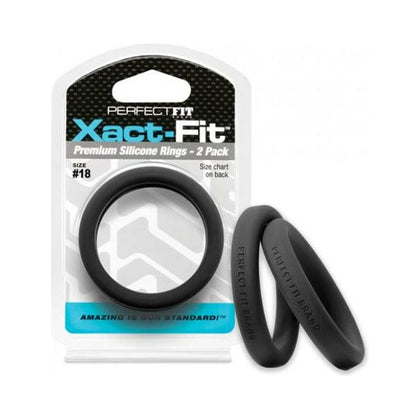 Perfect Fit Brand Xact-Fit #18 2 Pack Black Cock Rings for Men - Enhance Pleasure and Performance