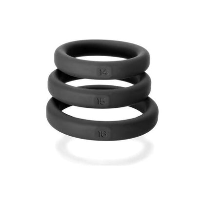 Perfect Fit Xact-Fit Silicone Cock Rings Kit #14, #15, #16 - Male Pleasure Enhancer - Black - Adult Naughty Store