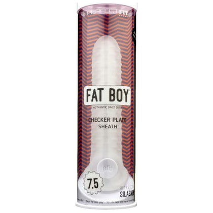 Perfect Fit Brand Fat Boy Checker Box Sheath 7.5in Clear - Innovative Textured SilaSkin Cock Sleeve for Intense Pleasure and Added Girth