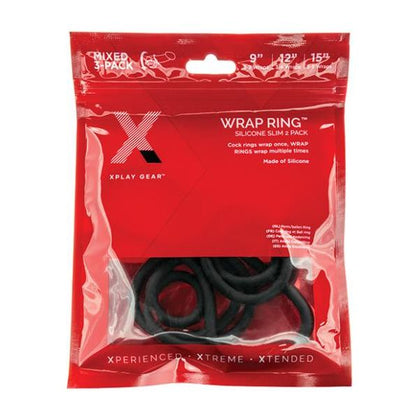 Perfect Fit Brands Xplay 3 Pack Silicone Slim Wrap Rings (9, 12, 15) - Versatile Male Pleasure Enhancers in Various Cord Lengths and Vibrant Colors