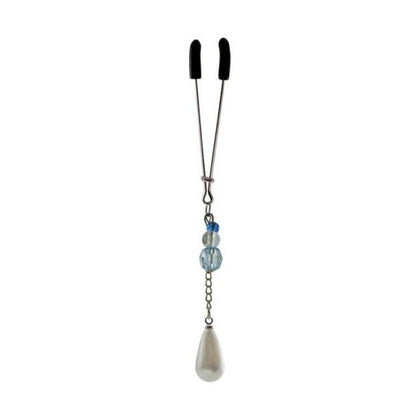 Bijoux De Cli Clitoral Tweezer Clamp - Pearl On Chain & Blue Beads - Intensify Pleasure - One Size