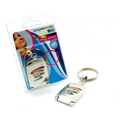 Gaysentials Rainbow Mirror Key Chain Squiggle - Compact LGBTQ+ Pride Key Holder
