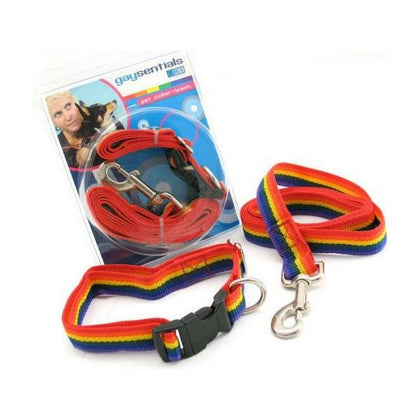 Gaysentials Rainbow Pride Pet Collar and Leash Set - Large, Adjustable 19-29 Inches, 6-Foot Long Leash, 1-Inch Width