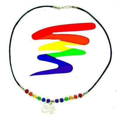 Gaysentials Rainbow Pride Double Male Necklace and Sticker Combo - LGBTQ+ Jewelry Accessory for Men