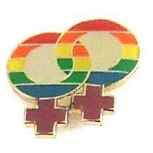 Gaysentials Pride Gear Lapel Pin - Rainbow Double Female Symbol LGBTQ+ Enamel Pin - 0.65