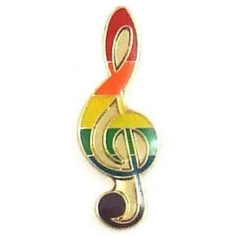 Gaysentials Pride Gear Lapel Pin - Rainbow Musical Note LGBTQ Pride Lapel Pin - 1 Inch by 0.5 Inch - Gay Menfeets Chorus Member Favorite - Easy-to-See Clamshell Packaging