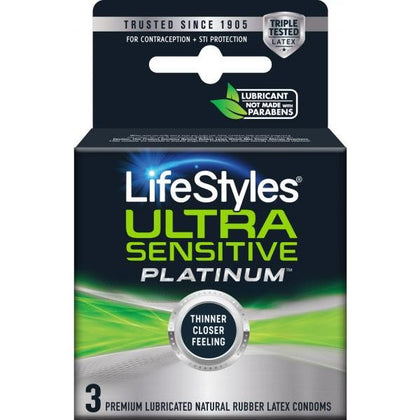 Lifestyles Ultra Sensitive Platinum Latex Condoms Pack Of 3 - Adult Naughty Store