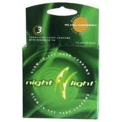 Knight Light Glow in the Dark Condoms - Night Light-Glow 3 Pack - Male - Pleasure Enhancing - Blue