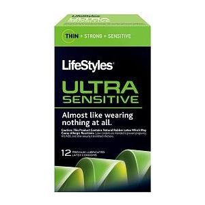 Lifestyle Ultra Sensitive Latex Condoms - Intensify Pleasure with the Ultimate Sensitivity - Model LS-12 - For All Genders - Heightened Stimulation - Natural Color - Adult Naughty Store