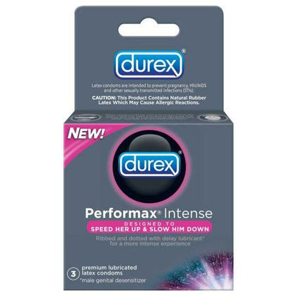 Durex Performax Intense Latex Condoms - Pleasure Enhancing, Climax Control, Mutual Intensity - 3 Pack