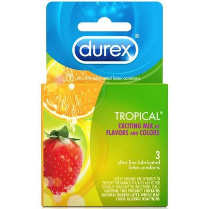 Durex Tropical 3 Pack Latex Condoms - Assorted Flavors for Enhanced Oral Pleasure