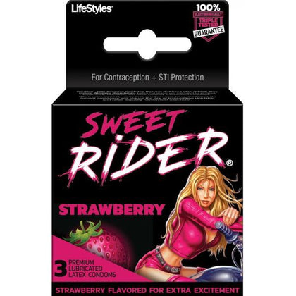 Lifestyles Sweet Rider Strawberry Flavored Latex Condoms 3 Pack - Ultimate Pleasure and Protection for All Genders