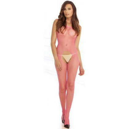 Rene Rofe Industrial Net Suspender Bodystocking Pink O/S - Seductive Lingerie for Women, Model RS-4392, One Size Fits Most - Adult Naughty Store