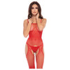 Rene Rofe Lingerie Sparkling Rhinestone Crotchless Fishnet Body Stocking O/S - Seductive Red, Women's Intimate Apparel, Model RR-BCS-001, One Size Fits Most - Adult Naughty Store