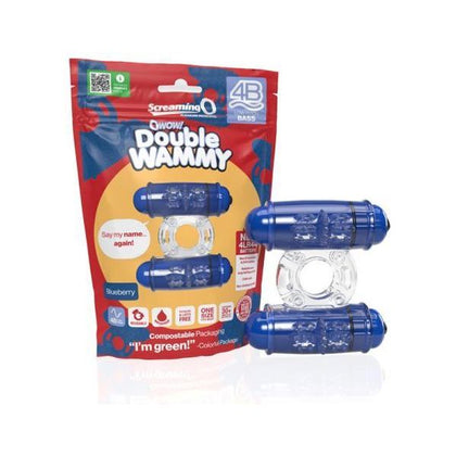 Screaming O 4B Double Wammy Blueberry Bass Vibrating Cock Ring - Powerful Dual Motor Stimulation for Couples