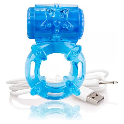 Charged BigO Blue Rechargeable Vibrating Cock Ring for Enhanced Pleasure - Adult Naughty Store