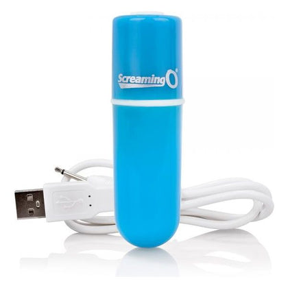 Screaming O Charged Vooom Rechargeable Bullet Vibrator - Powerful 10 Function Blue Pleasure Toy for All Genders - Adult Naughty Store