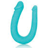 Cal Exotics Silicone Double Dong AC-DC Model 1234 Teal Blue - Unisex U-Shaped Dildo for Dual Pleasure - Adult Naughty Store