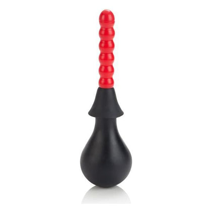 Introducing the Exquisite Pleasure Ribbed Anal Douche Kit - Model RD-2021 - Unisex Anal Cleansing System in Black/Red - Adult Naughty Store