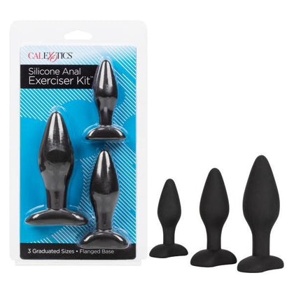 Cal Exotics Silicone Anal Exerciser Kit - Model X3: Unleash Pleasure and Exploration for All Genders in Black - Adult Naughty Store