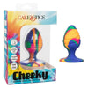 California Exotic Novelties Cheeky Medium Swirl Tie Dye Silicone Anal Plug SE-0439-10-3 - Unisex Pleasure - Multi-Colored - Adult Naughty Store