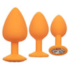 California Exotic Novelties Cheeky Gems 3pc Set Orange Anal Plugs for Sensual Backdoor Pleasure - Model SE-0441-25-3 - Unisex Anal Training Kit - Adult Naughty Store