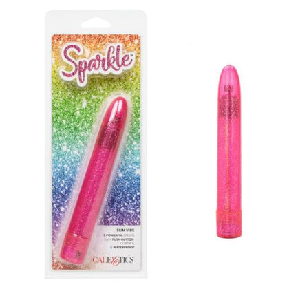 California Exotic Novelties Sparkle Slim Vibe Pink - Powerful 3-Speed Waterproof Vibrating Massager for Women's Pleasure - Adult Naughty Store