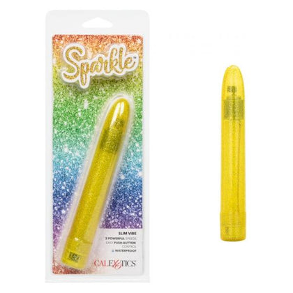 California Exotic Novelties Sparkle Slim Vibe Yellow - Powerful 3-Speed Waterproof Vibrating Massager for Women's Clitoral Stimulation - Adult Naughty Store