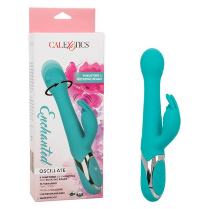 Experience Unmatched Pleasure with California Exotic Novelties Enchanted Oscillate Green Rabbit Vibrator - Model ES-001 for Women - Dual Stimulation Vibrator in Blue