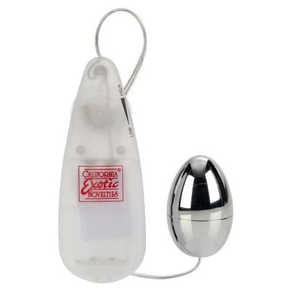 Introducing the Pocket Exotics VE-001 Silver Egg Compact Bullet Vibrator for Women's Pleasure - Adult Naughty Store