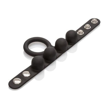 Introducing the SensaPleasure Medium Weighted C-Ring Ball Stretcher - Model WCB-5000 - For Men - Enhances Pleasure and Stamina - Black - Adult Naughty Store