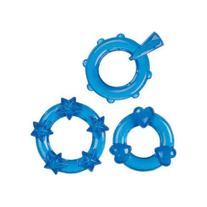 Blue Magic C Rings Set of 3 - Sturdy All-Purpose Support Rings for Enhanced Pleasure - Model C-3 - Male/Female - Stimulating Hearts, Stars, and Nubbies
