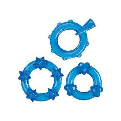 Blue Magic C Rings Set of 3 - Sturdy All-Purpose Support Rings for Enhanced Pleasure - Model C-3 - Male/Female - Stimulating Hearts, Stars, and Nubbies - Adult Naughty Store