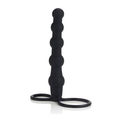 California Exotic Novelties Silicone Love Rider Beaded Dual Penetrator - Model XR-9876 - Dual Pleasure for Her and Him - Black - Adult Naughty Store