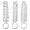 California Exotic Novelties 3 Piece Textured Extension Set for Couples - Model SE-1625-60-2 - Male Penis Sleeves for Enhanced Pleasure - Clear