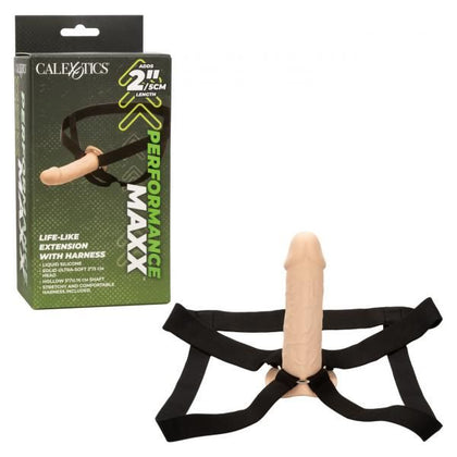 California Exotic Novelties Performance Maxx Life-Like Extension with Harness - Ivory Light Skin Tone - Male Penis Extension for Enhanced Pleasure Experience - Model SE-1633-30-3