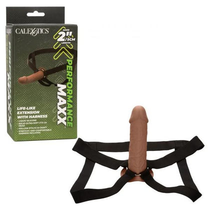 Performance Maxx Life-like Extension with Harness - Brown: The Ultimate Pleasure Enhancer for Couples - Model SE-1633-35-3 - Male Penis Extension for Intensified Intimacy