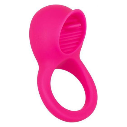 California Exotic Novelties Silicone Rechargeable Teasing Tongue Enhancer Pink Vibrating Cock Ring - Model TTE-2001 - For Men and Women - Intense Pleasure for Couples - Pink